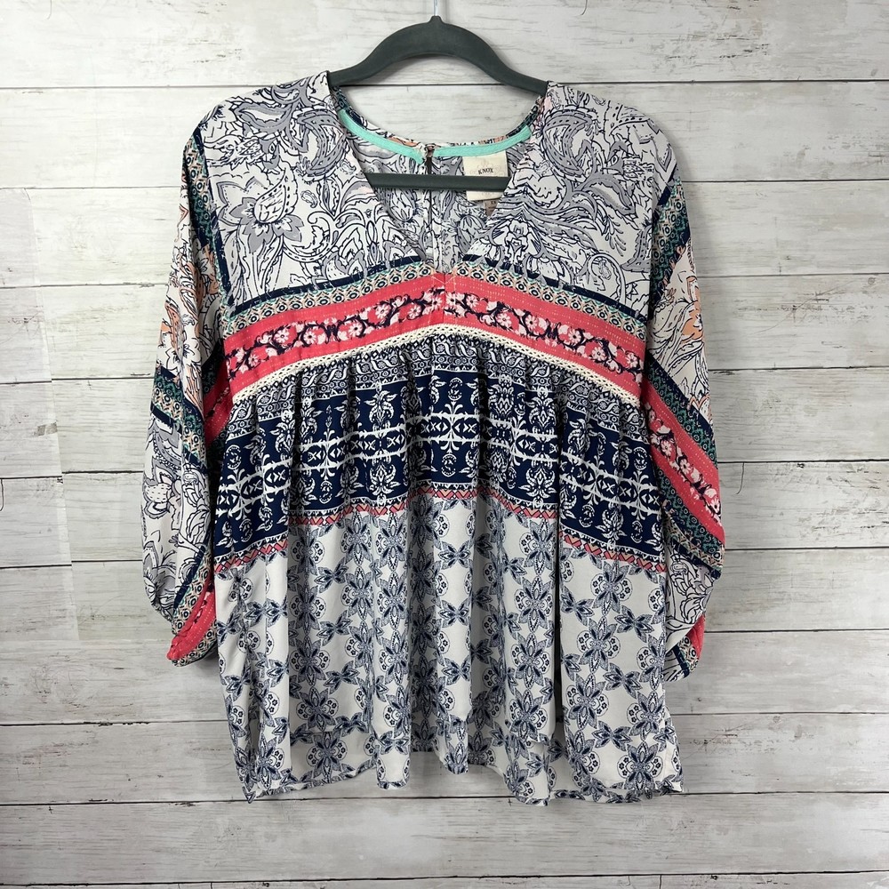 Knox Rose Multi Floral Print V-Neck Blouse